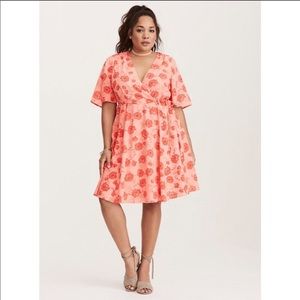 Torrid Pink Floral Wrap Dress